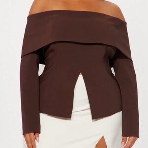 NWT FASHION NOVA Chocolate Off The Shoulder Top Size 2X